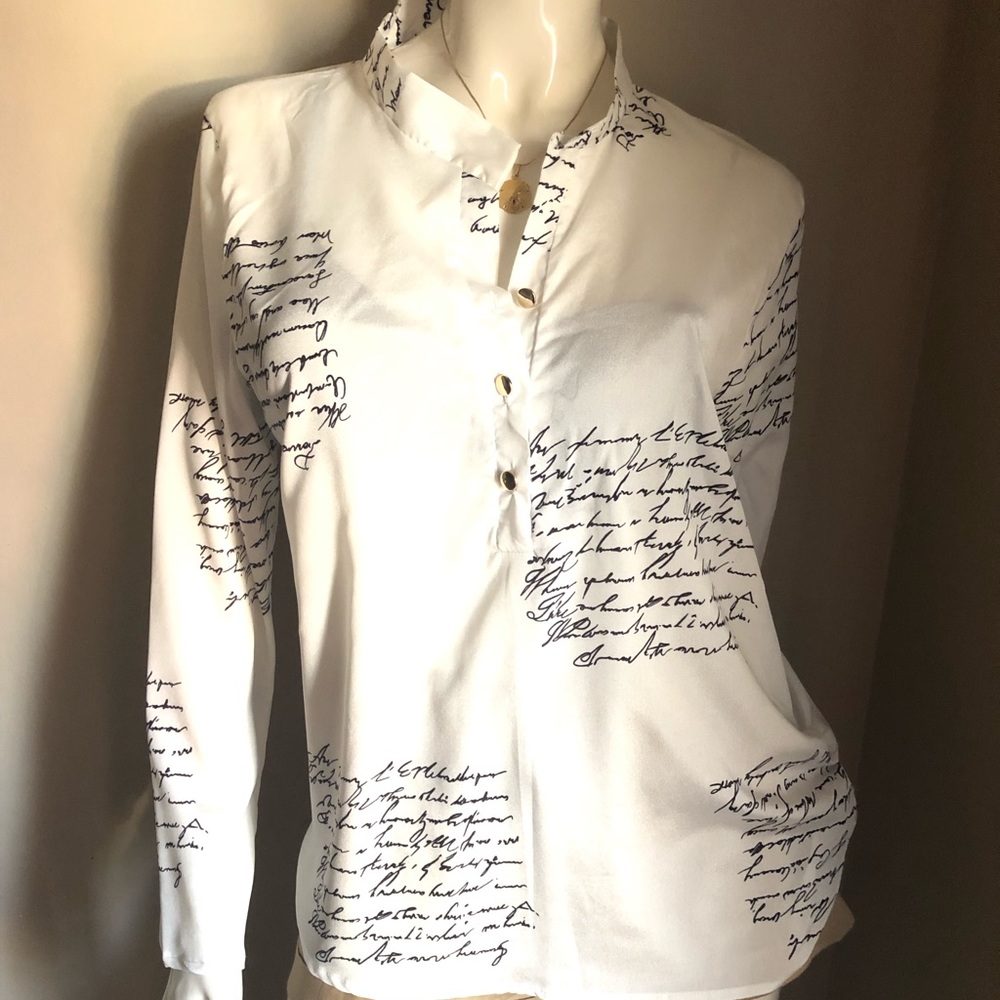 White blouse with words